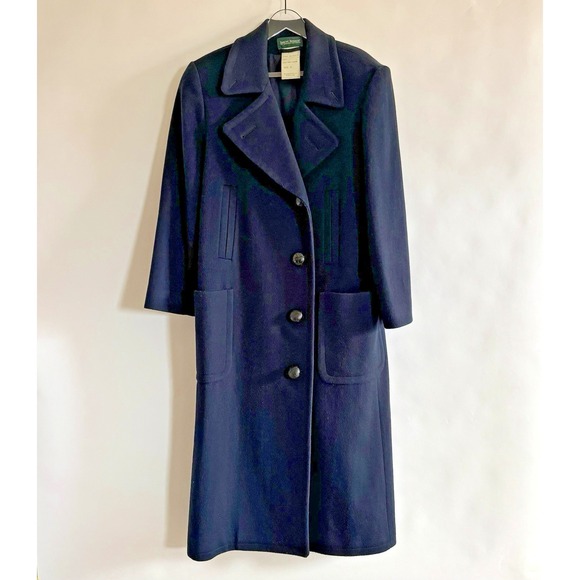 Harve Benard Jackets & Blazers - Vintage Harve Benard Womens 100% Wool Long Overcoat Navy Union Made ILGWU Pocket